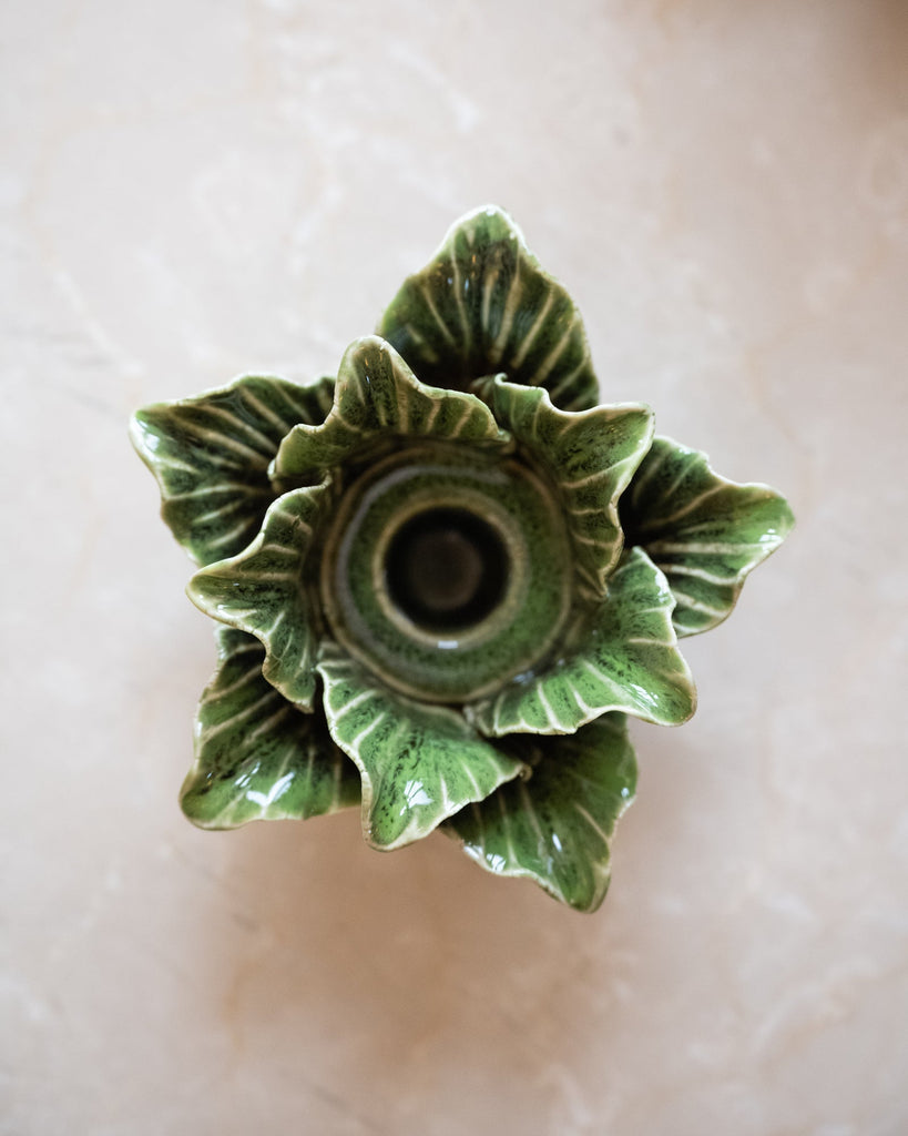 Candle Holder Flower Green - Things I Like Things I Love