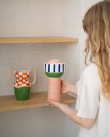 Vase Glam Pink/Green/Stripe