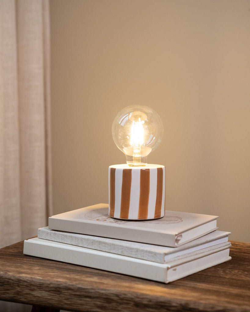 Table Lamp Brown Stripe - Things I Like Things I Love